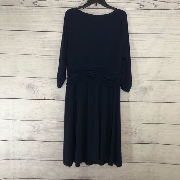 NWT NY Collection Navy Ruched Mini Dress Sz 1X - Picture 9 of 9